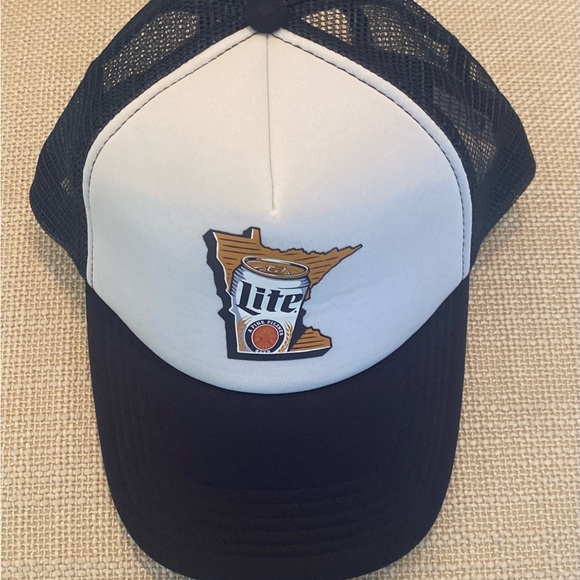 Vintage Miller Lite Minnesota Trucker Hat /Blue & White / Mesh/Snap Back/Unisex - Picture 3 of 10